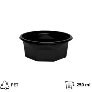 Posuda PET 250 ml d=116 mm h=45 mm crna, bez poklopca [100 kom/pak]