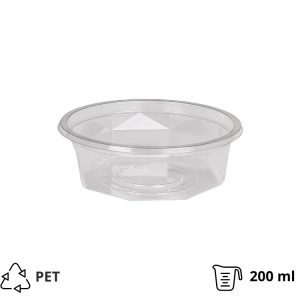 Posuda PET 200 ml d=116 mm h=38 mm prozirna, bez poklopca [100 kom/pak]