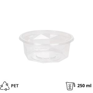 Posuda PET 250 ml d=116 mm h=45 mm prozirna, bez poklopca [100 kom/pak]