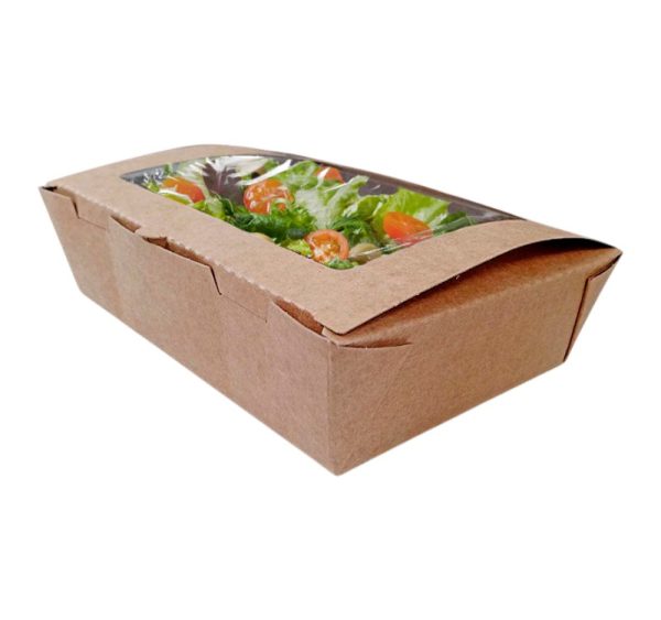 Papirnata posuda s prozorom 2100 ml 190x140x65 mm kraft 50 kom