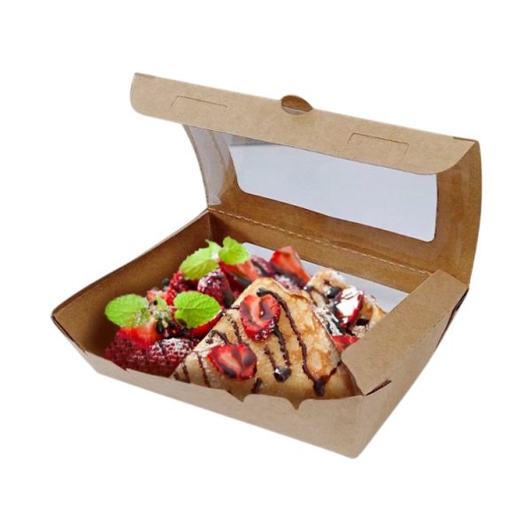 Papirnata posuda s prozorom 700 ml 150x100x45 mm kraft 50 kom