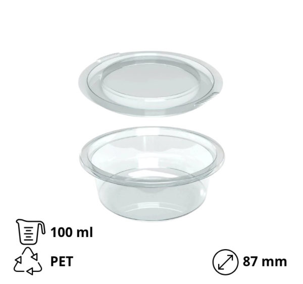 Posuda za umake za poklopcem PET 100 ml, 50 kom (komplet)