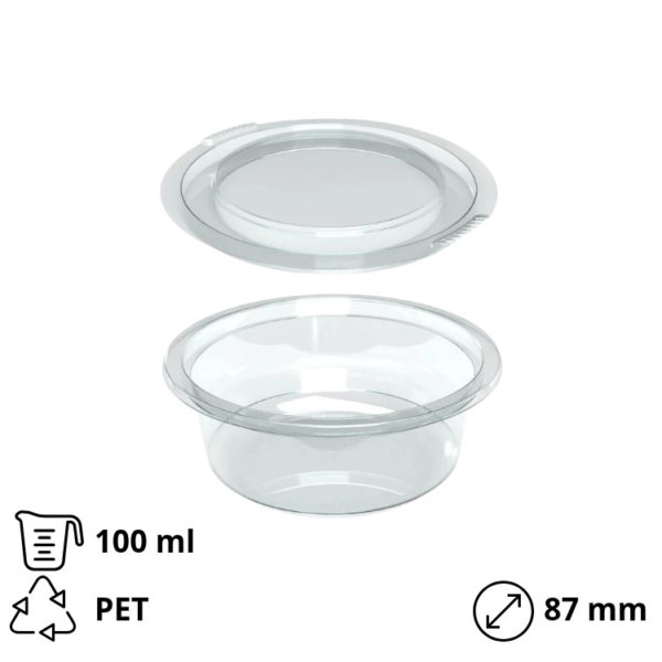 Posuda za umake za poklopcem PET 100 ml, 50 kom (komplet)