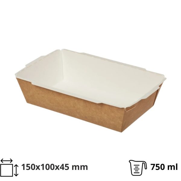 Papirnata posuda 750 ml 150х100х45 mm kraft,  bez poklopca 50 kom