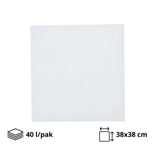 Papirnate salvete 2 sl 38×38 cm bieli 40 l/pak