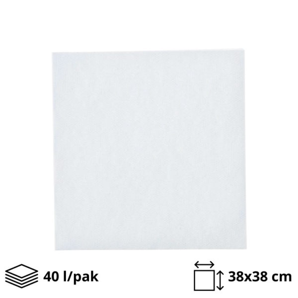 Papirnate salvete 2 sl 38×38 cm bieli 40 l/pak