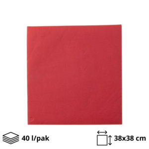 Papirnate salvete 2 sl 38×38 cm crvene 40 l/pak
