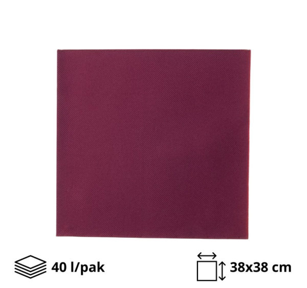 Papirnate salvete 2 sl 38×38 cm bordo 40 l/pak