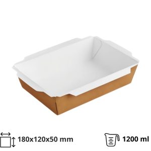 Papirnata posuda 1200 ml 180x120x50 mm kraft, bez poklopca 50 kom