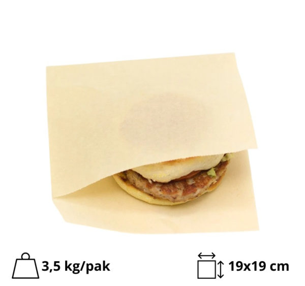 Vrećica za hamburgere L 190×190 mm kraft 1000 kom/pak