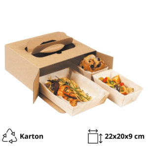 Pakiranje s ručkom Take away 220x200x90 mm kraft [5 kom/pak]