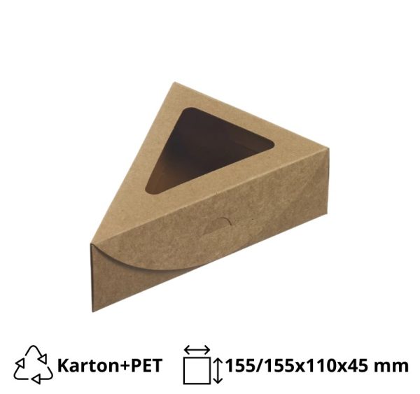 Kutija za tortu s prozorom 155/155x110x45mm kraft [25 kom/pak]