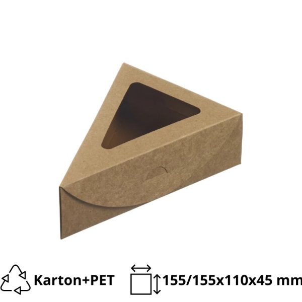 Kutija za tortu s prozorom 155/155x110x45mm kraft [25 kom/pak]