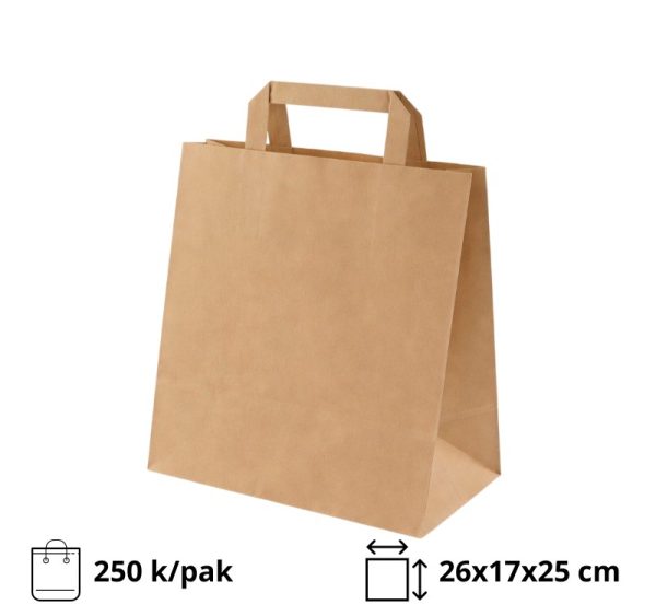 Papirnata vrećica sa ravnom ručkom 260x170x250 mm kraft 250 kom