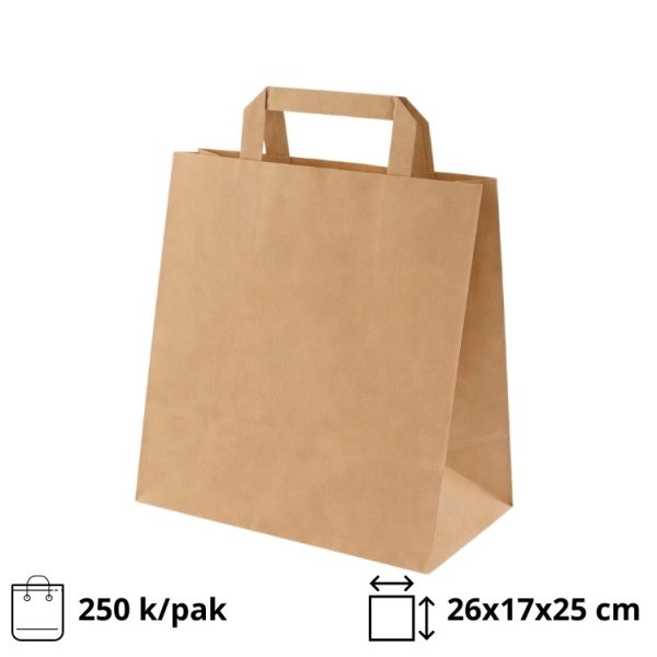 Papirnata vrećica sa ravnom ručkom 260x170x250 mm kraft 250 kom