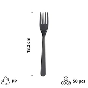 Plastična vilica PP 18,2 cm tamno siva 50 kom