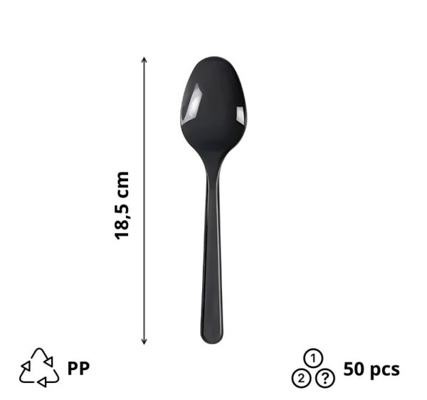 Plastična žlica PP 18,5 cm tamno siva 50 kom