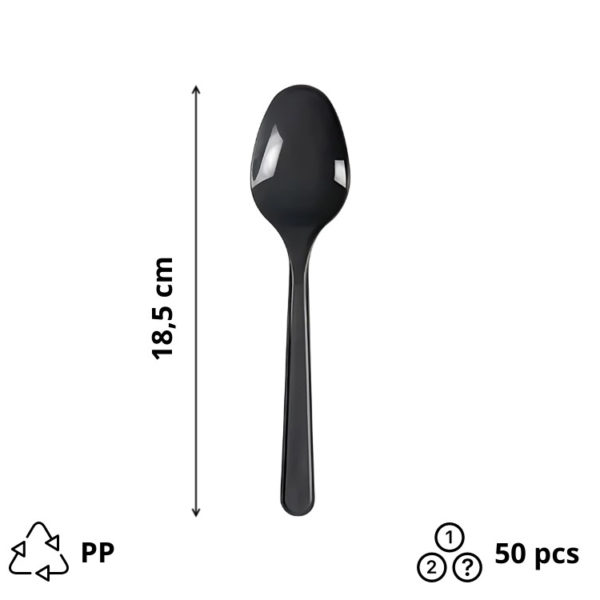 Plastična žlica PP 18,5 cm tamno siva 50 kom