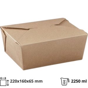 Papirnata posuda Take Away 2250 ml 220x160x65 mm kraft 50 kom
