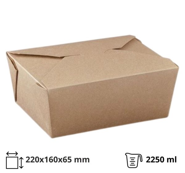 Papirnata posuda Take Away 2250 ml 220x160x65 mm kraft 50 kom