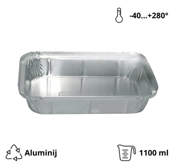 Alu posuda 1100 ml 227x174x42 mm 100 kom