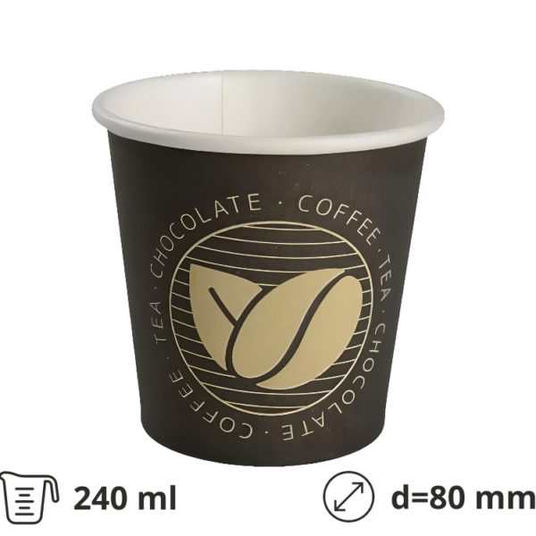 Čaša papirnata 240 (280) ml d=80 mm 1-slojna Coffee SUP, 50 kom