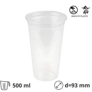 Čaša PET 500 ml d=93 mm prozirna tvrde 50 kom