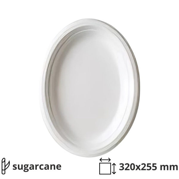Tanjur BIO (sugarcanes) 320×255 mm bijeli [50 kom/pak]