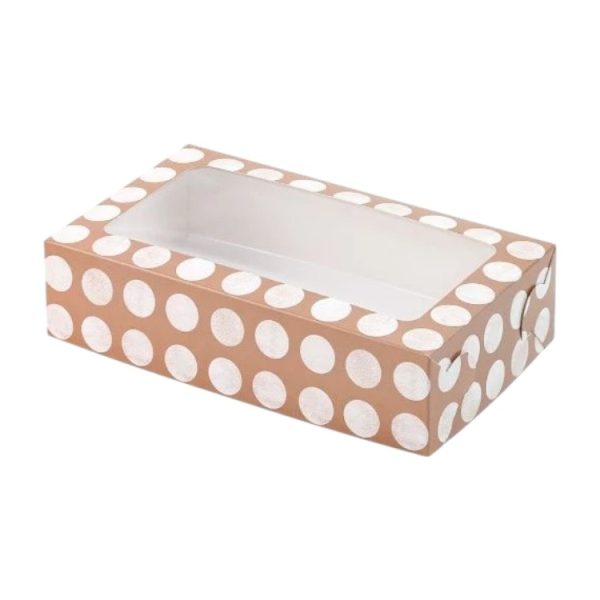 Kutija za desert s prozorom od 145х250х60 mm točkice (poklopac+dno), 5 kom