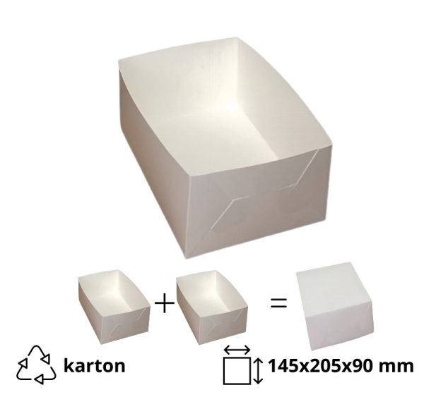 Kutija za desert bez prozora 145x205x90mm, bijela (poklopac-dno) [10 kom/pak]