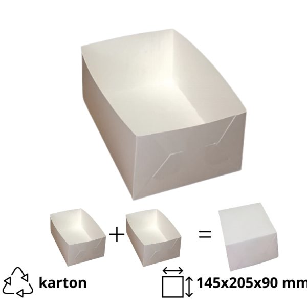 Kutija za desert bez prozora 145x205x90mm, bijela (poklopac-dno) [10 kom/pak]