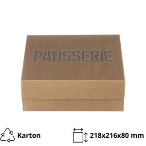 Kutija s poklopcem za desert  21.8×21.6×8 cm KRAFT PATISSERIE [3 kom/pak]