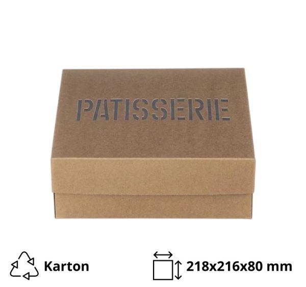 Kutija s poklopcem za desert  21.8×21.6×8 cm KRAFT PATISSERIE [3 kom/pak]