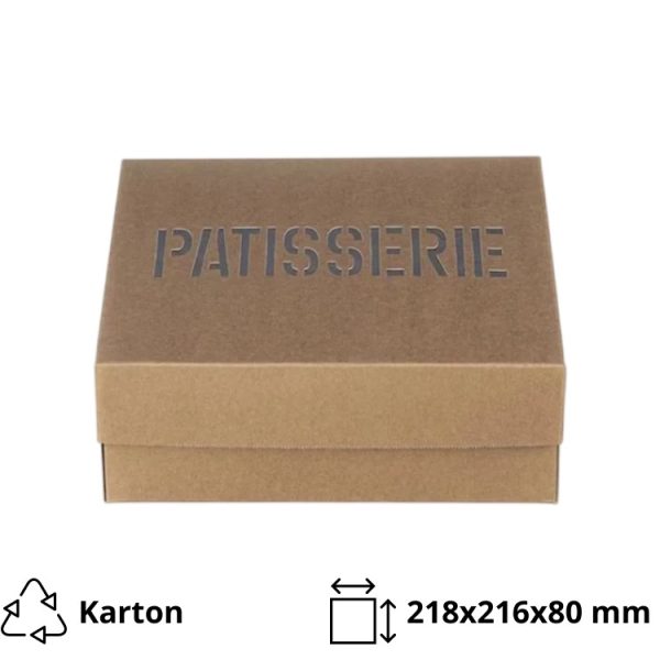 Kutija s poklopcem za desert  21.8×21.6×8 cm KRAFT PATISSERIE [3 kom/pak]