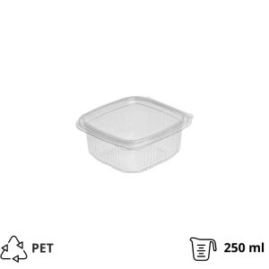 Posuda s ravnim poklopcem PET 250 ml 87x90x46 prozirna [100 kom/pak]
