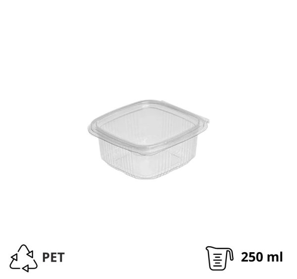 Posuda s ravnim poklopcem PET 250 ml 87x90x46 prozirna [100 kom/pak]