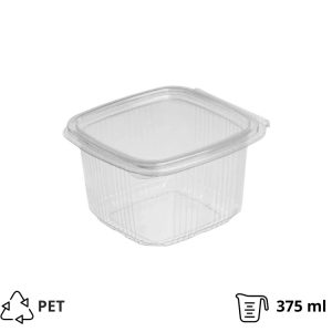 Posuda s ravnim poklopcem PET 375 ml 87x90x65 prozirna [100 kom/pak]