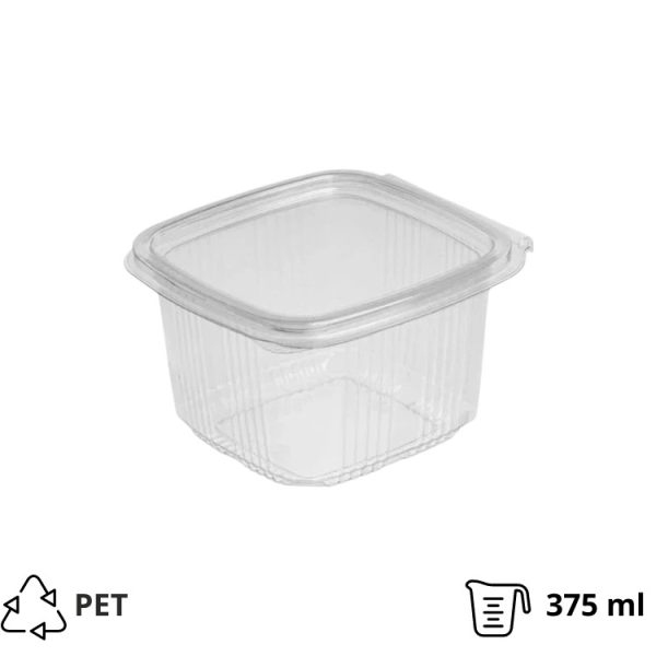Posuda s ravnim poklopcem PET 375 ml 87x90x65 prozirna [100 kom/pak]