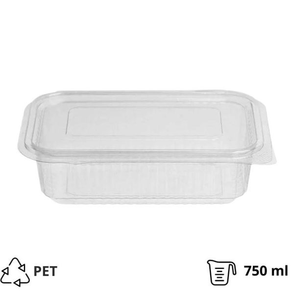 Posuda s ravnim poklopcem PET 750 ml 170х102х55 prozirna [100 kom/pak]