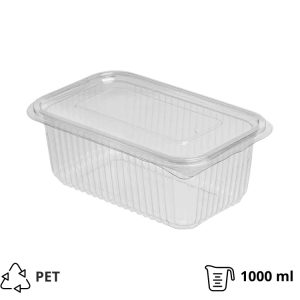 Posuda s ravnim poklopcem PET 1000 ml 172х105х68 prozirna [100 kom/pak]
