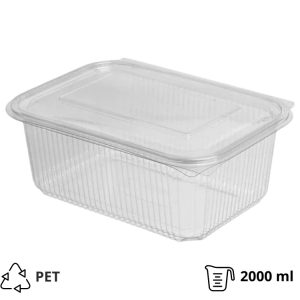 Posuda s ravnim poklopcem PET 2000 ml 214x150x87 prozirna [50 kom/pak]