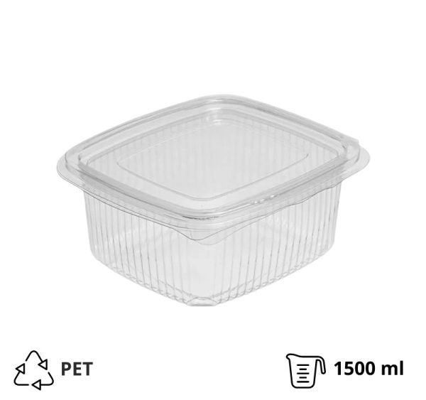 Posuda s ravnim poklopcem PET 1500 ml 214х150х58 HEAVY prozirna [50 kom/pak]