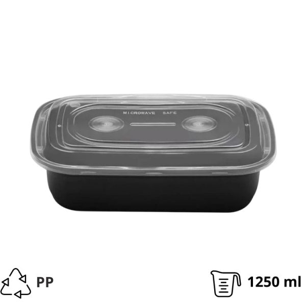 Posuda sa poklopcem PP AMERICAN STYLE 1250 ml 217x146x64 mm crna [50 kom/pak]