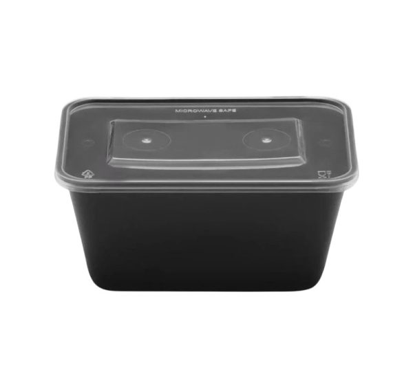 Posuda sa poklopcem PP 1000 ml 176x124x80 mm crna [50 kom/pak]
