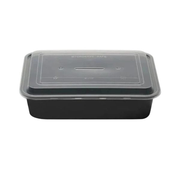 Posuda sa poklopcem PP 1600 ml 239x188x55 mm crna [50 kom/pak]