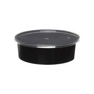 Posuda PP 600 ml d=145 mm h=46 mm crna s poklopcem [50 kom/pak]