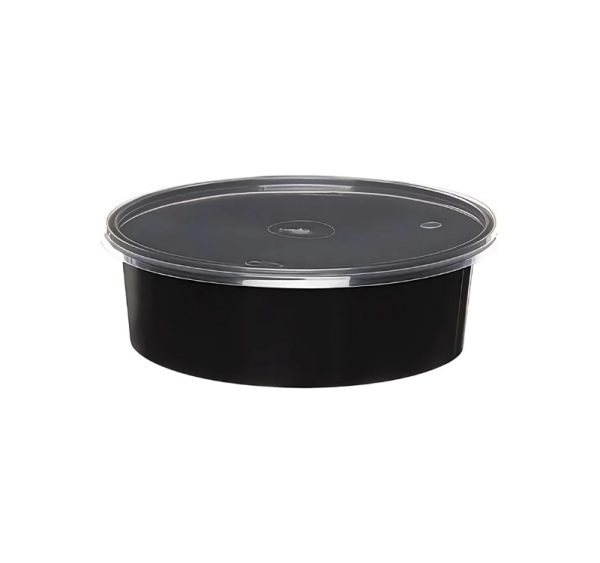 Posuda PP 600 ml d=145 mm h=46 mm crna s poklopcem [50 kom/pak]