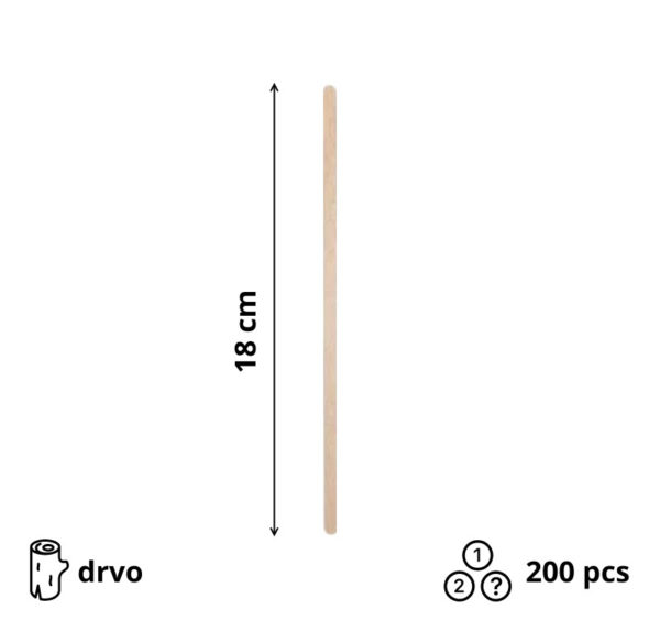 Štap za miješanje drven 18 cm 200 kom/pak
