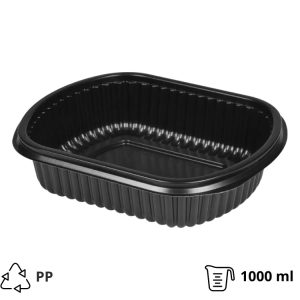 Posuda PP 1000 ml 210x180x50 mm crna, bez poklopca [50 kom/pak]