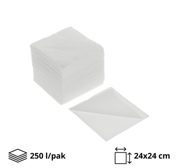 Papirnate salvete 2 sl 24×24 cm bjeli 250 l/pak